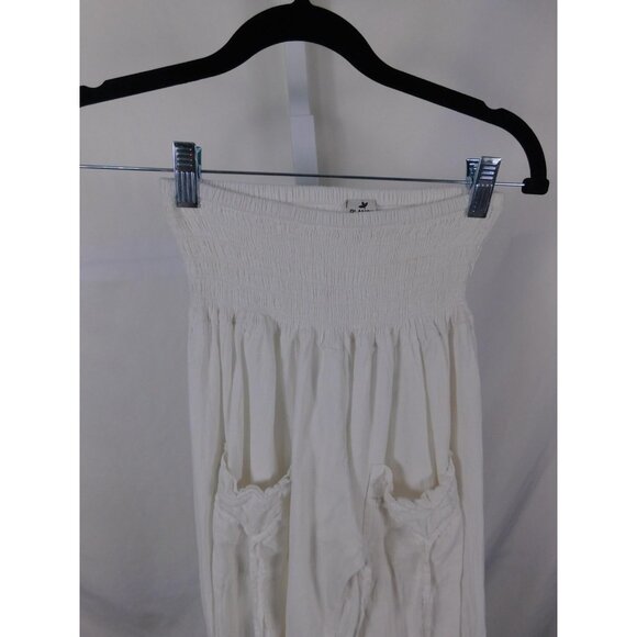 Blanco Pants Womens Medium White Boho Harem Smocked Waist Elastic Cuffs Cotton - Picture 2 of 11